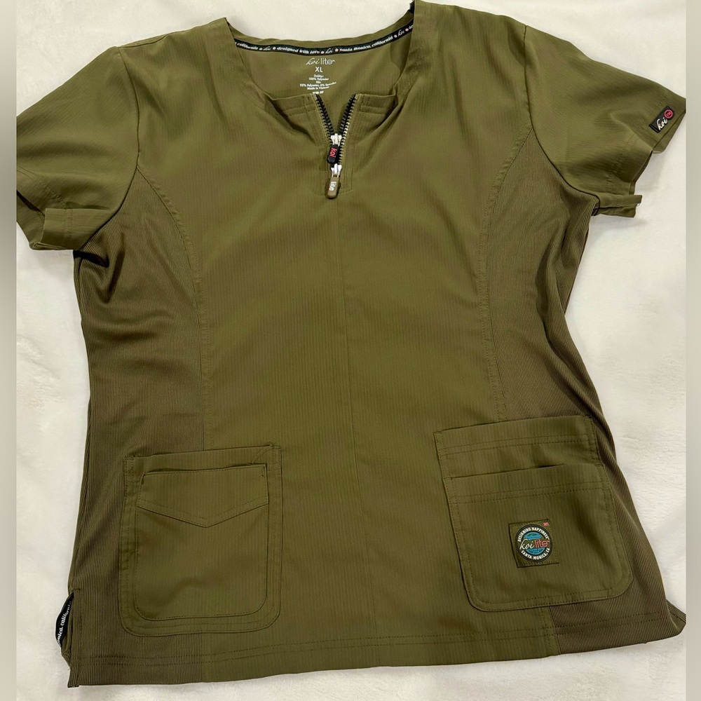 Koi Lite Olive Green Size XL Scrub top